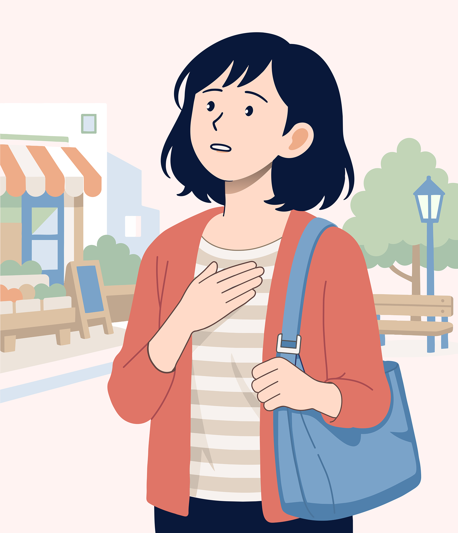 体調の変化を気にする女性のイラスト